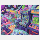 Retro Arcade Machines in de Ruimte Fleece Deken (Voorkant (Horizontaal))