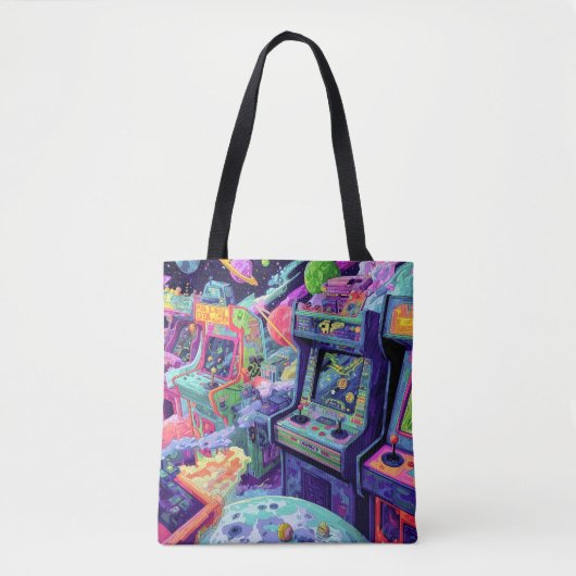 Retro Arcade Machines in de Ruimte Tote Bag (Voorkant)