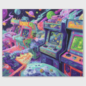 Retro Arcade Machines in Space Cadeaupapier (Vlak)