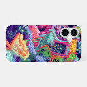 Retro Arcade Machines in Space iPhone 16 Hoesje (Achterkant horizontaal)