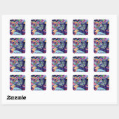 Retro Arcade Machines in Space Vierkante Sticker (Vel)