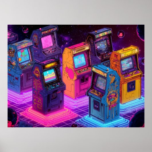 Retro Arcade Machines Poster (Voorkant)