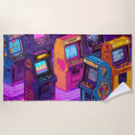 Retro Arcade Machines Strandlaken (Voorkant)