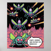 Retro Arcade Manti Aliens Pixel Art - Funny Defend Poster (Voorkant)