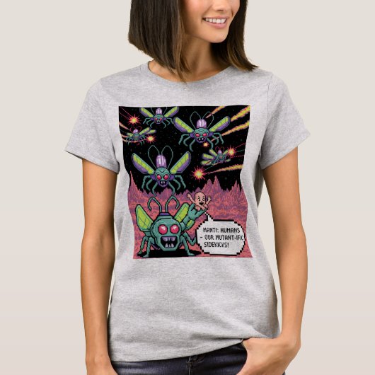 Retro Arcade Manti Aliens Pixel Art - Funny Defend T-shirt (Voorkant)