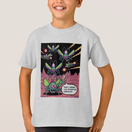 Retro Arcade Manti Aliens Pixel Art - Funny Defend T-shirt (Voorkant)