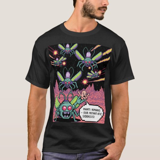 Retro Arcade Manti Aliens Pixel Art - Grappige Ver T-shirt (Voorkant)