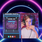 Retro Arcade Photo Birthday Boy | Game On Party Kaart