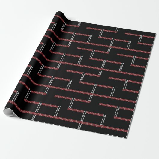 Retro Arcade Pixel Platform Ladder Ontwerp Cadeaupapier (Uitgerold)