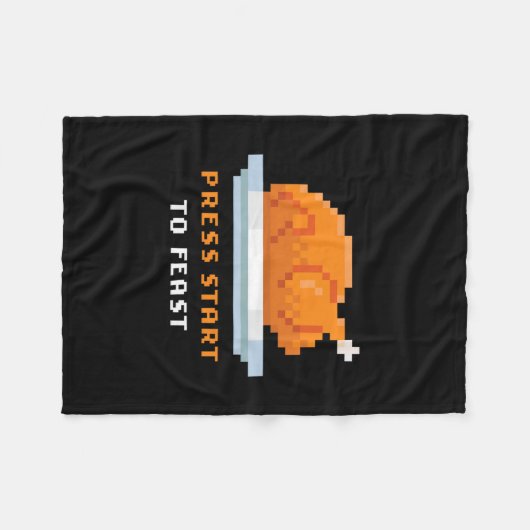 Retro Arcade Pixelated Game Turkey – Press Start T Fleece Deken (Voorkant (Horizontaal))
