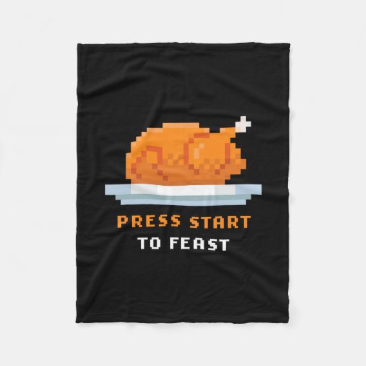 Retro Arcade Pixelated Game Turkey – Press Start T Fleece Deken (Voorkant)