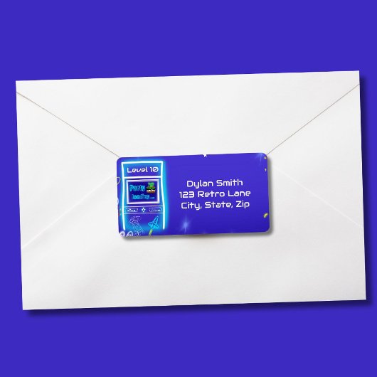 Retro Arcade Power Up Gaming Verjaardagsfeest Etiket