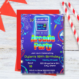 Retro Arcade Power Up Gaming Verjaardagsfeest Kaart