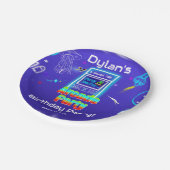 Retro Arcade Power Up Gaming Verjaardagsfeest Papieren Bordje (Gekanteld)