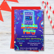 Retro Arcade Power Up Gaming Verjaardagsfeestje