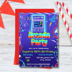 Retro Arcade Power Up Gaming Verjaardagsfeestje Kaart