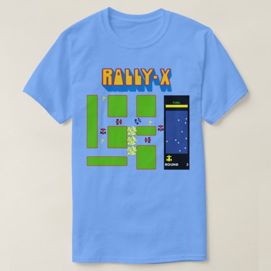 RETRO ARCADE RALLY X VECTOR ILLUSTRATIE T-SHIRT (Design voorkant)
