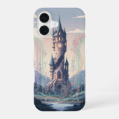 Retro Arcade-Style Wizard Tower iPhone 16 Hoesje (Achterkant)