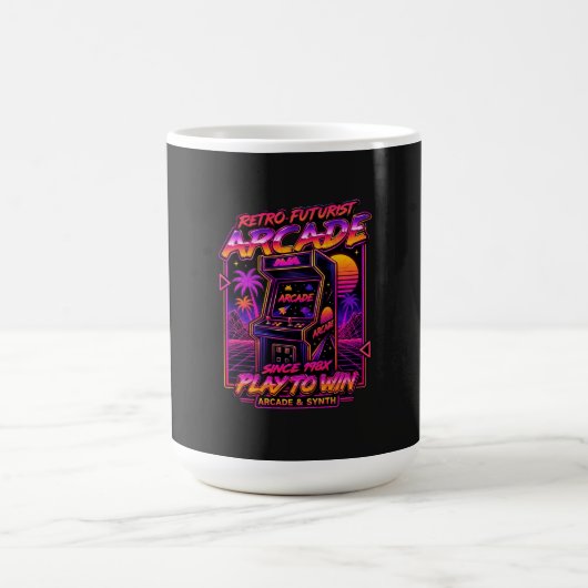 Retro Arcade Synthwave Neon Sticker Koffiemok (Center)