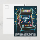 Retro Arcade-thema verjaardag - "Level Up!" gamer Briefkaart (Voorkant / Achterkant)