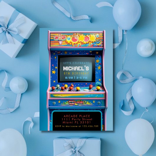 Retro Arcade Verjaardagsfeestje Kaart