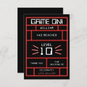 Retro Arcade Videogame Neon Kids Verjaardag Bedankkaart (Voorkant / Achterkant)