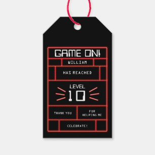Retro Arcade Videogame Neon Kids Verjaardag Cadeaulabel