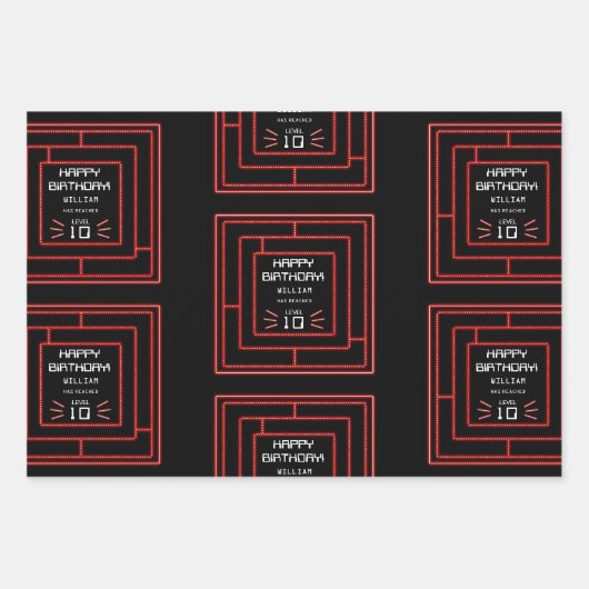 Retro Arcade Videogame Neon Kids Verjaardag Inpakpapier Vel (Voorkant 2)