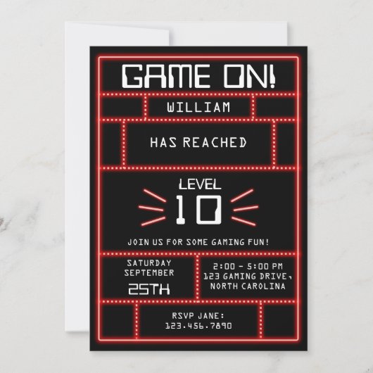 Retro Arcade Videogame Neon Kids Verjaardag Kaart (Voorkant)