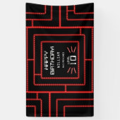 Retro Arcade Videogame Neon Kids Verjaardag Spandoek (Verticaal)