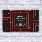 Retro Arcade Videogame Neon Kids Verjaardag Spandoek