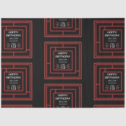 Retro Arcade Videogame Neon Kids Verjaardag Tissuepapier (Voorkant)