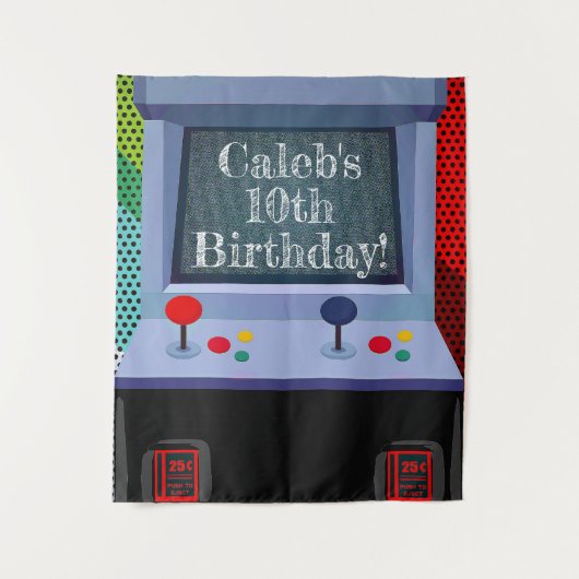 Retro Arcade Videogames Verjaardagsfeestje Achterg Wandkleed (Voorkant)