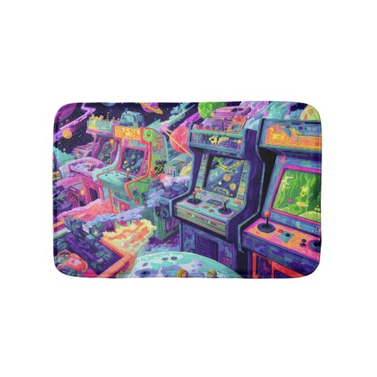 Retro Arcademachines in de Ruimte Badmat (Voorkant)