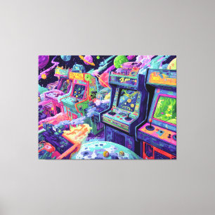 Retro Arcademachines in de Ruimte Canvas Afdruk