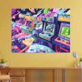 Retro Arcademachines in de Ruimte Canvas Afdruk (Insitu (Woonkamer))