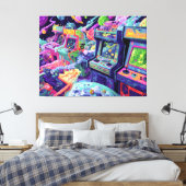 Retro Arcademachines in de Ruimte Canvas Afdruk (Insitu (Slaapkamer))