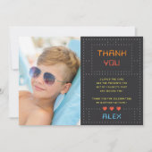 Retro arcadespel kinderen verjaardag foto bedankkaart (Voorkant)