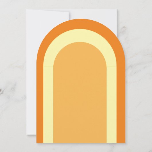 Retro Arch Baby shower Groovy 70s Sinaasappel Geel Kaart (Achterkant)