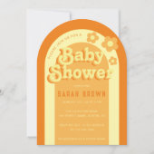 Retro Arch Baby shower Groovy 70s Sinaasappel Geel Kaart (Voorkant)