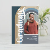 Retro Arch Blauwe Foto 2026 Afstuderen Aankondiging (Staand voorkant)