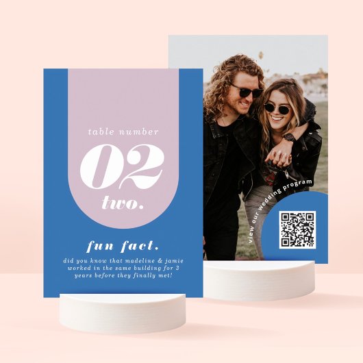 Retro Arch Blue en Paarse Couple's Fact & Photo Kaart