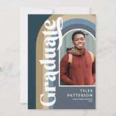 Retro Arch Blue Foto 2025 Afstuderen Aankondiging (Voorkant)