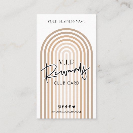 Retro Arch Boho Beige Trendy Business Logo Klantenkaartje (Voorkant)