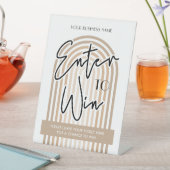 Retro Arch Boho Cream Business Prize Draw Raffle Reclamebord Met Voetstuk (Insitu)