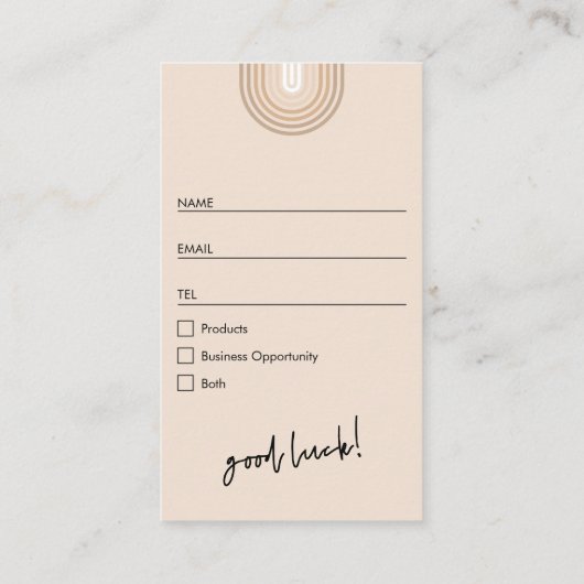 Retro Arch Boho Cream Prijs Draw Raffle Ticket (Achterkant)