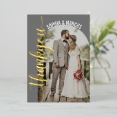 Retro Arch Elegante trouwfoto Dank u kaart (Staand Voorkant)