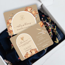 Retro Arch Flower Business Bedankt Korting Kaart