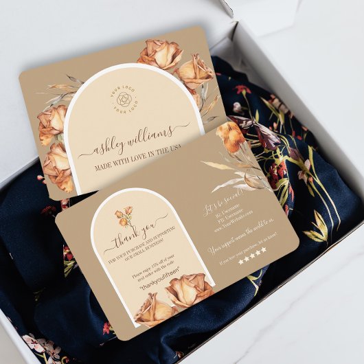 Retro Arch Flower Business Bedankt Korting Kaart