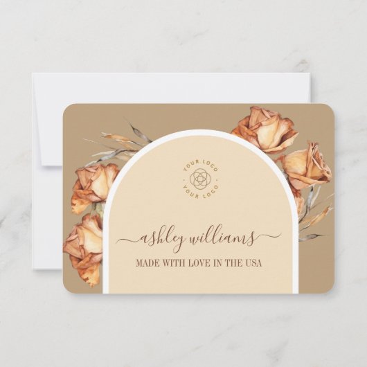 Retro Arch Flower Business Bedankt Korting Kaart (Achterkant)